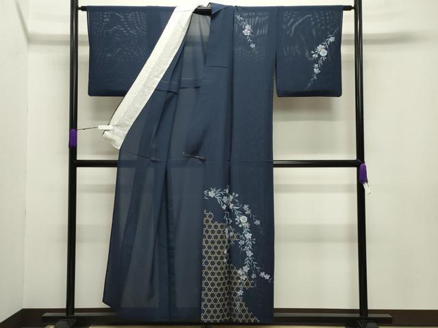 平和屋着物＊夏物 訪問着 絽 手描き 枝垂れ桜文 金彩 正絹 逸品 CABB0145gh