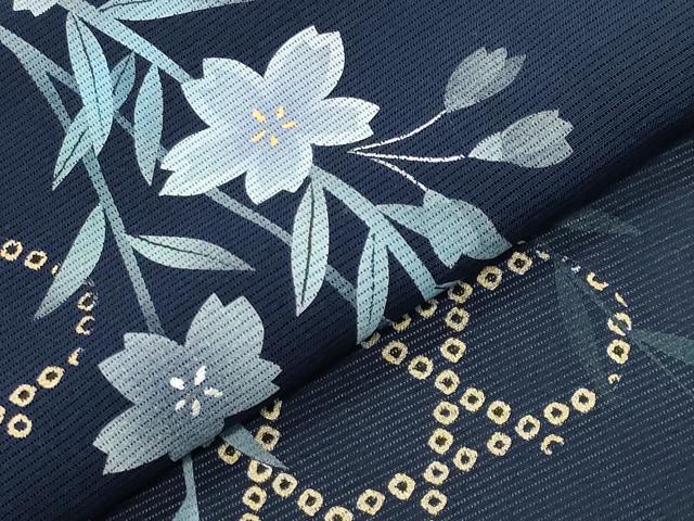 平和屋着物＊夏物 訪問着 絽 手描き 枝垂れ桜文 金彩 正絹 逸品 CABB0145gh