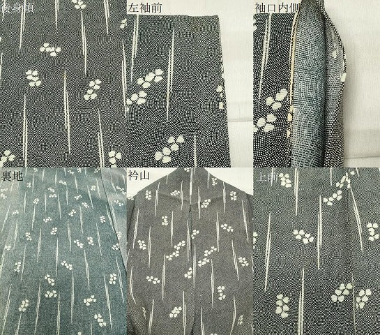 平和屋着物＊夏物 小紋 絽 舞花文 鮫小紋柄 黒地 正絹 逸品 CABB0147gh
