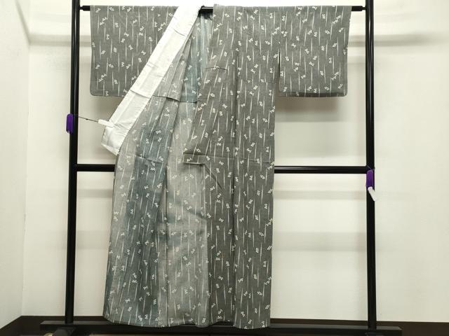 平和屋着物＊夏物 小紋 絽 舞花文 鮫小紋柄 黒地 正絹 逸品 CABB0147gh