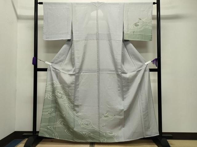 平和屋着物＊夏物 訪問着 絽 手描き 休み鳥 暈し染め 正絹 逸品 未使用 CABB0150gh