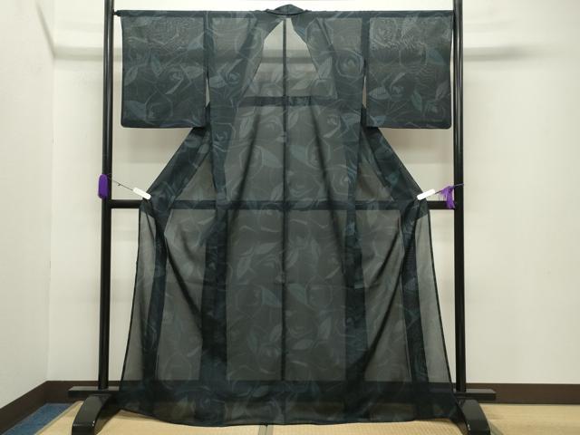平和屋着物＊夏物　紗紬　薔薇　正絹　逸品　CABB0151gh 平和屋着物＊夏物 紗紬 薔薇 正絹 逸品 CABB0151gh
