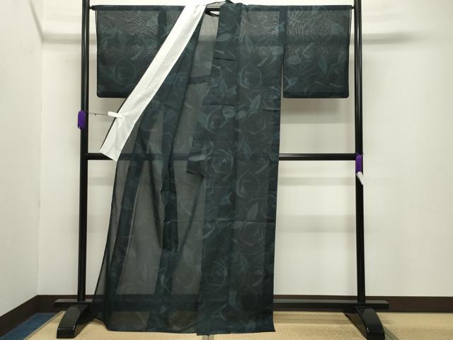 平和屋着物＊夏物　紗紬　薔薇　正絹　逸品　CABB0151gh 平和屋着物＊夏物 紗紬 薔薇 正絹 逸品 CABB0151gh