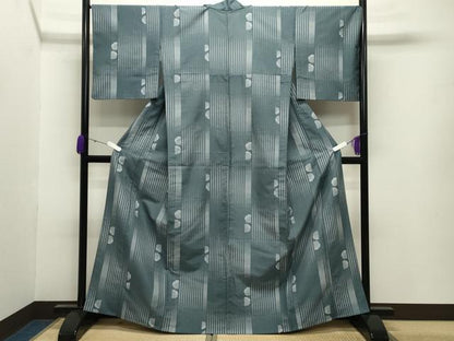 平和屋着物＊夏物 小紋 雪輪間道 洗える着物 未使用 CABB0152gh