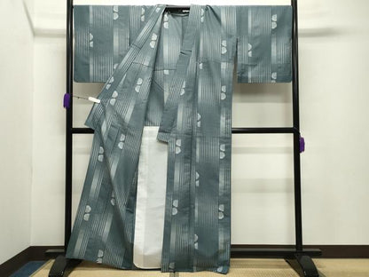 平和屋着物＊夏物 小紋 雪輪間道 洗える着物 未使用 CABB0152gh