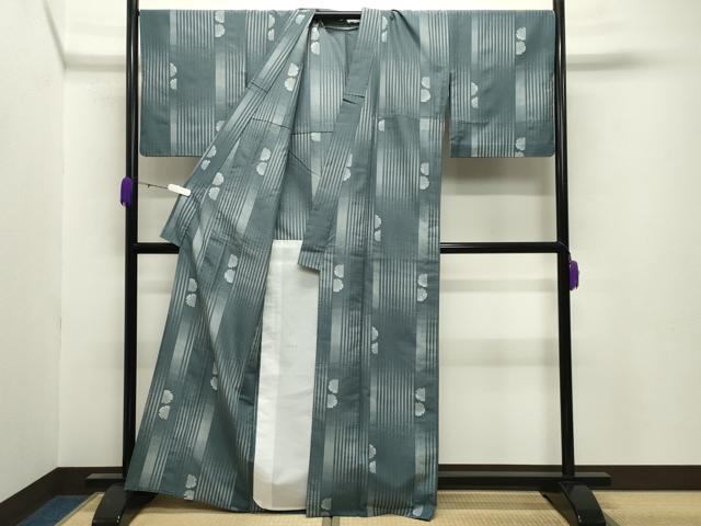 平和屋着物＊夏物 小紋 雪輪間道 洗える着物 未使用 CABB0152gh