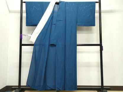 平和屋着物＊夏物 色無地 絽 青藍色 正絹 逸品 CABB0153gh