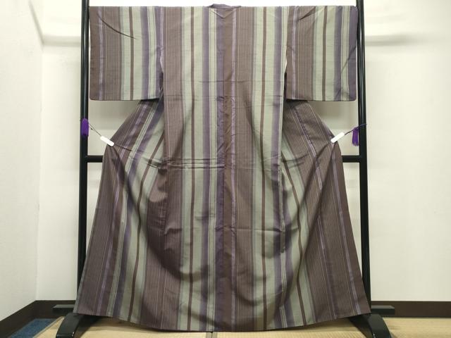 平和屋着物●上質な紬 縞 正絹 逸品 CABB0164gh