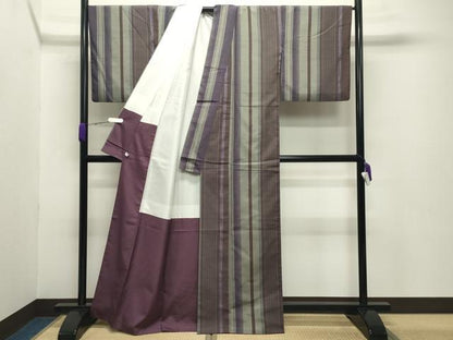 平和屋着物●上質な紬 縞 正絹 逸品 CABB0164gh