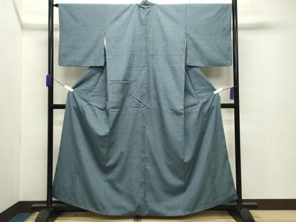 平和屋着物●本場結城紬 重要無形文化財 藍鼠色 正絹 逸品 CABB0165gh
