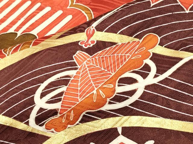 平和屋着物●豪華振袖 駒刺繍 絞り 宝尽くし松竹梅文 暈し染め 黒地 金彩 正絹 逸品 CABB0172gh