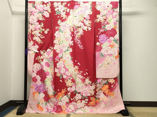 平和屋着物●豪華振袖 牡丹花文 暈し染め 銀彩 銀通し地 ラインストーン 正絹 逸品 未使用 CABB0174gh