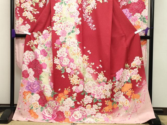 平和屋着物●豪華振袖 牡丹花文 暈し染め 銀彩 銀通し地 ラインストーン 正絹 逸品 未使用 CABB0174gh