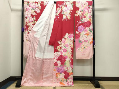 平和屋着物●豪華振袖 牡丹花文 暈し染め 銀彩 銀通し地 ラインストーン 正絹 逸品 未使用 CABB0174gh