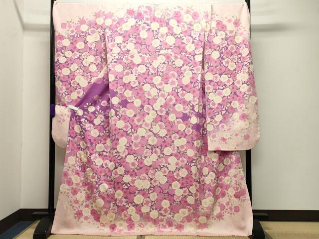 平和屋着物●豪華振袖 駒刺繍 舞花文 暈し染め 金彩 正絹 逸品 CABB0175gh