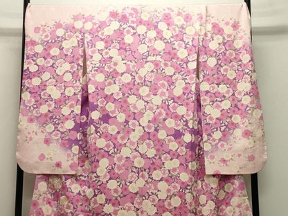 平和屋着物●豪華振袖 駒刺繍 舞花文 暈し染め 金彩 正絹 逸品 CABB0175gh