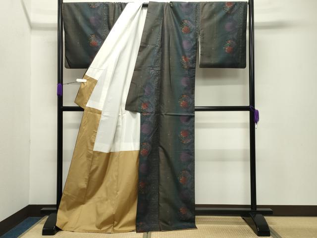 平和屋着物●本場大島紬 9マルキ 雪輪花文 正絹 逸品 CABB0177gh