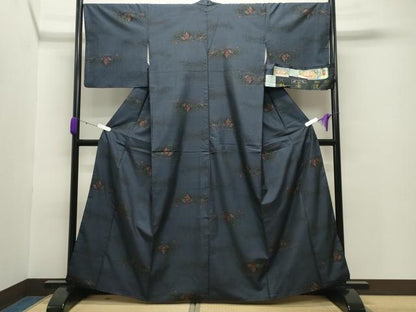 平和屋着物●本場大島紬 9マルキ 泥染め 草花文 高橋一郎絹織物謹製 証紙付き 正絹 逸品 CABB0181gh