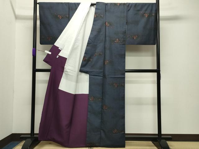平和屋着物●本場大島紬 9マルキ 泥染め 草花文 高橋一郎絹織物謹製 証紙付き 正絹 逸品 CABB0181gh