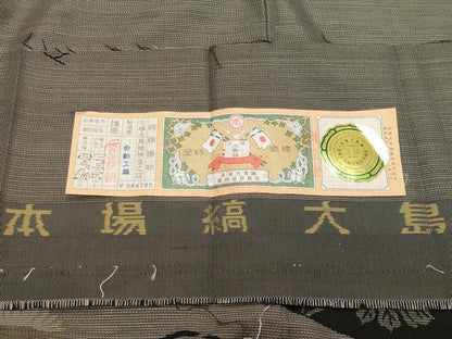 平和屋着物●本場縞大島紬 訪問着 切嵌草花文 寿紬工場謹製 証紙付き 正絹 逸品 未使用 CABB0183gh
