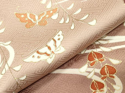 平和屋着物●訪問着 駒刺繍 流水花蝶文 暈し染め 金彩 正絹 逸品 未使用 CABB0184gh