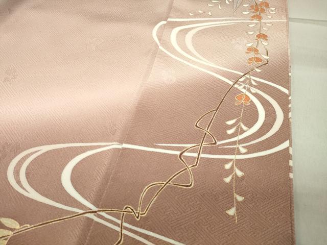 平和屋着物●訪問着 駒刺繍 流水花蝶文 暈し染め 金彩 正絹 逸品 未使用 CABB0184gh