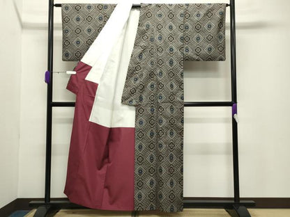 平和屋着物●本場大島紬 龍郷絣 正絹 逸品 CABB0187gh