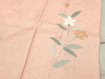 平和屋着物●訪問着 作家物 駒刺繍 流水草花文 金彩 正絹 逸品 未使用 CABB0194gh