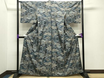 平和屋着物●本場大島紬 9マルキ 総絣 人物風景文 正絹 逸品 CABB0196gh
