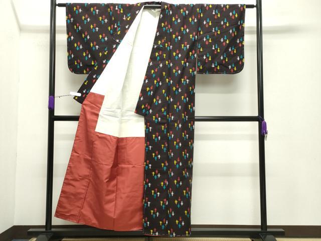 平和屋着物●久留米絣 袷 十字絣 綿 逸品 未使用 CABB0197gh