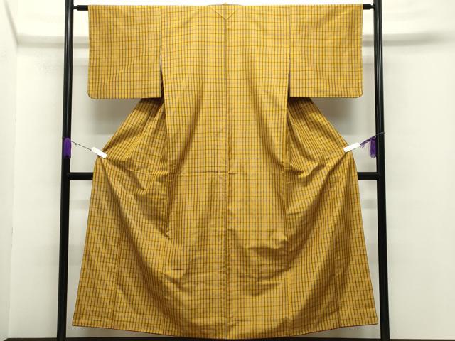 平和屋着物●本場黄八丈 平織 紬 正絹 逸品 CABB0199gh
