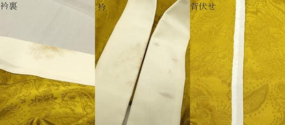 平和屋着物●長襦袢 無双仕立て 更紗花唐草地紋 黄金色 やまと誂製 正絹 逸品 CABB0202gh