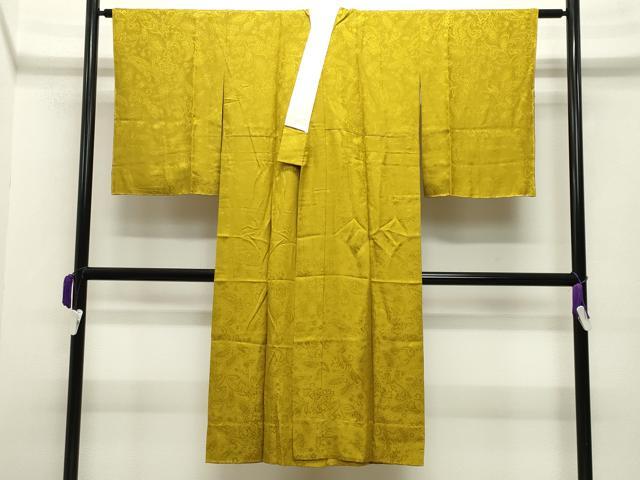 平和屋着物●長襦袢 無双仕立て 更紗花唐草地紋 黄金色 やまと誂製 正絹 逸品 CABB0202gh