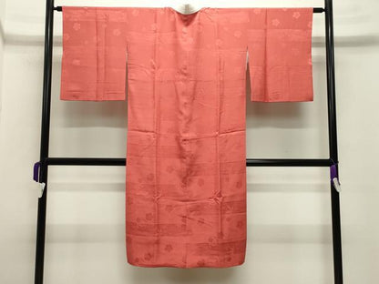 平和屋着物●長襦袢 袷 溢れ松葉梅地紋 肉桂色 大丸扱い 半衿刺繍 正絹 逸品 CABB0203gh