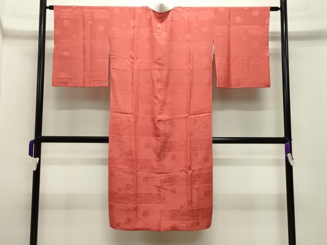 平和屋着物●長襦袢 袷 溢れ松葉梅地紋 肉桂色 大丸扱い 半衿刺繍 正絹 逸品 CABB0203gh