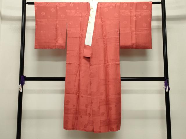 平和屋着物●長襦袢 袷 溢れ松葉梅地紋 肉桂色 大丸扱い 半衿刺繍 正絹 逸品 CABB0203gh