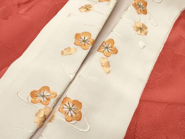 平和屋着物●長襦袢 袷 溢れ松葉梅地紋 肉桂色 大丸扱い 半衿刺繍 正絹 逸品 CABB0203gh