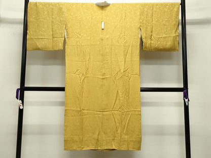 平和屋着物●長襦袢 袷 成り物地紋 支子色 正絹 逸品 CABB0205gh