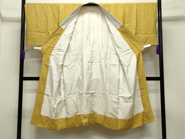 平和屋着物●長襦袢 袷 成り物地紋 支子色 正絹 逸品 CABB0205gh