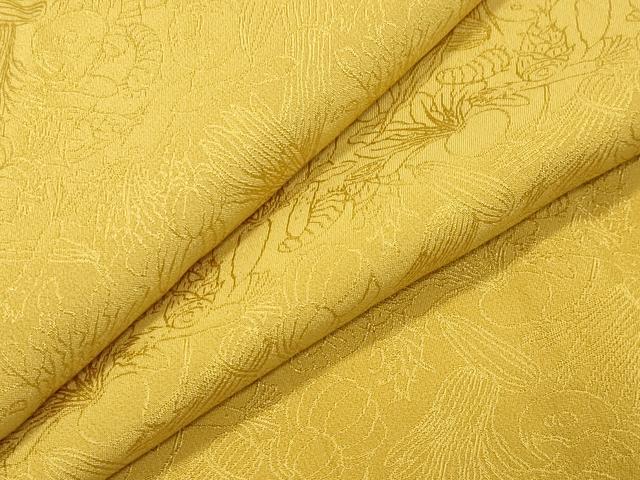 平和屋着物●長襦袢 袷 成り物地紋 支子色 正絹 逸品 CABB0205gh