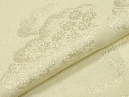 平和屋着物●長襦袢 袷 雲重ね花地紋 女郎花色 正絹 逸品 CABB0208gh