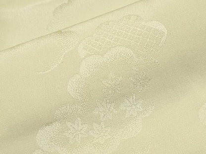平和屋着物●長襦袢 袷 雲重ね花地紋 女郎花色 正絹 逸品 CABB0208gh