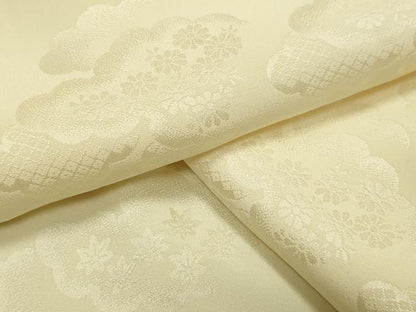 平和屋着物●長襦袢 袷 雲重ね花地紋 女郎花色 正絹 逸品 CABB0208gh