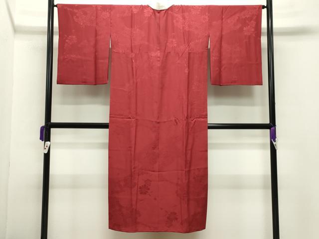 平和屋着物●長襦袢 無双仕立て 舞花地紋 紅海老茶色 正絹 逸品 CABB0209gh