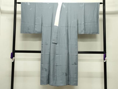 平和屋着物●長襦袢 無双仕立て 成り物地紋 灰青色 正絹 逸品 CABB0210gh