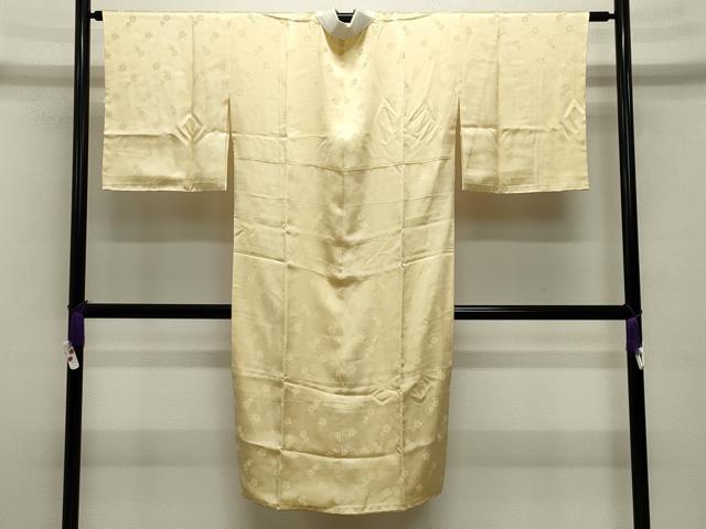 平和屋着物●長襦袢 袷 舞梅地紋 淡黄色 正絹 逸品 CABB0212gh