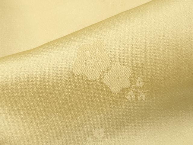 平和屋着物●長襦袢 袷 舞梅地紋 淡黄色 正絹 逸品 CABB0212gh