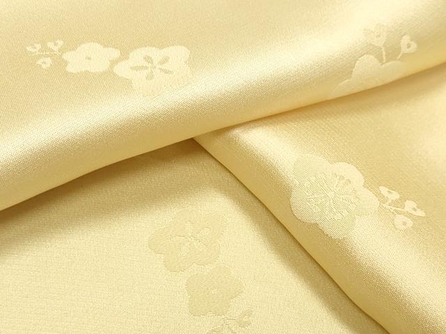 平和屋着物●長襦袢 袷 舞梅地紋 淡黄色 正絹 逸品 CABB0212gh