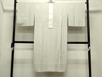 平和屋着物●長襦袢 無双仕立て 花丸地紋 絹鼠色 正絹 逸品 CABB0213gh