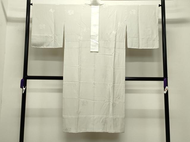 平和屋着物●長襦袢 無双仕立て 花丸地紋 絹鼠色 正絹 逸品 CABB0213gh
